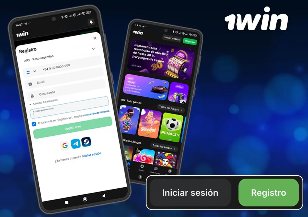 Registro a través de la aplicación 1win
